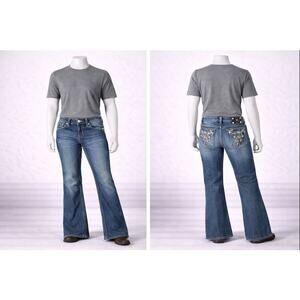 Miss Me Bootcut Jeans Womens 27 Low Rise Embellished Y2K Western distressed